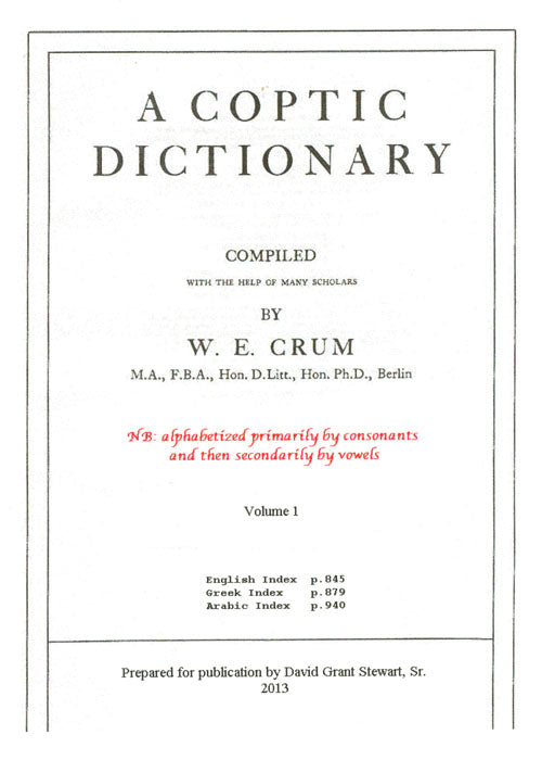 A Coptic Dictionary