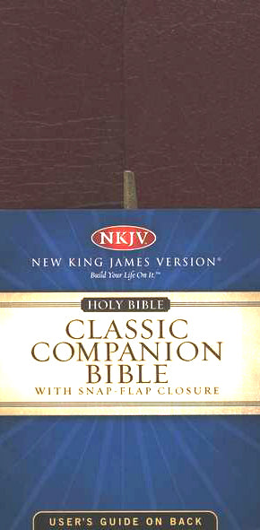 NKJV Classic Checkbook Bible, Bonded leather, Burgundy with snap-flap